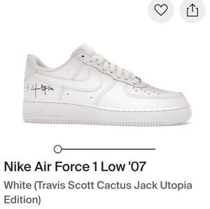 Travis Scott Nike Air Force 1 Low '07 White Cactus Jack Utopia Edition Women 8.5